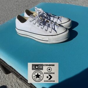 CONVERSE White Canvas Platform Sneakers size 8